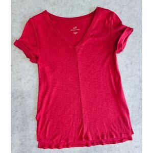 J. Jill Pima Cotton, Short Sleeve, V Neck Tee T shirt, Split Hem, Sz XS, New